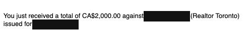Payment received email, payer name hidden