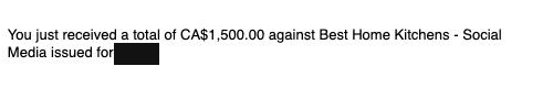 Payment received email, payer name hidden